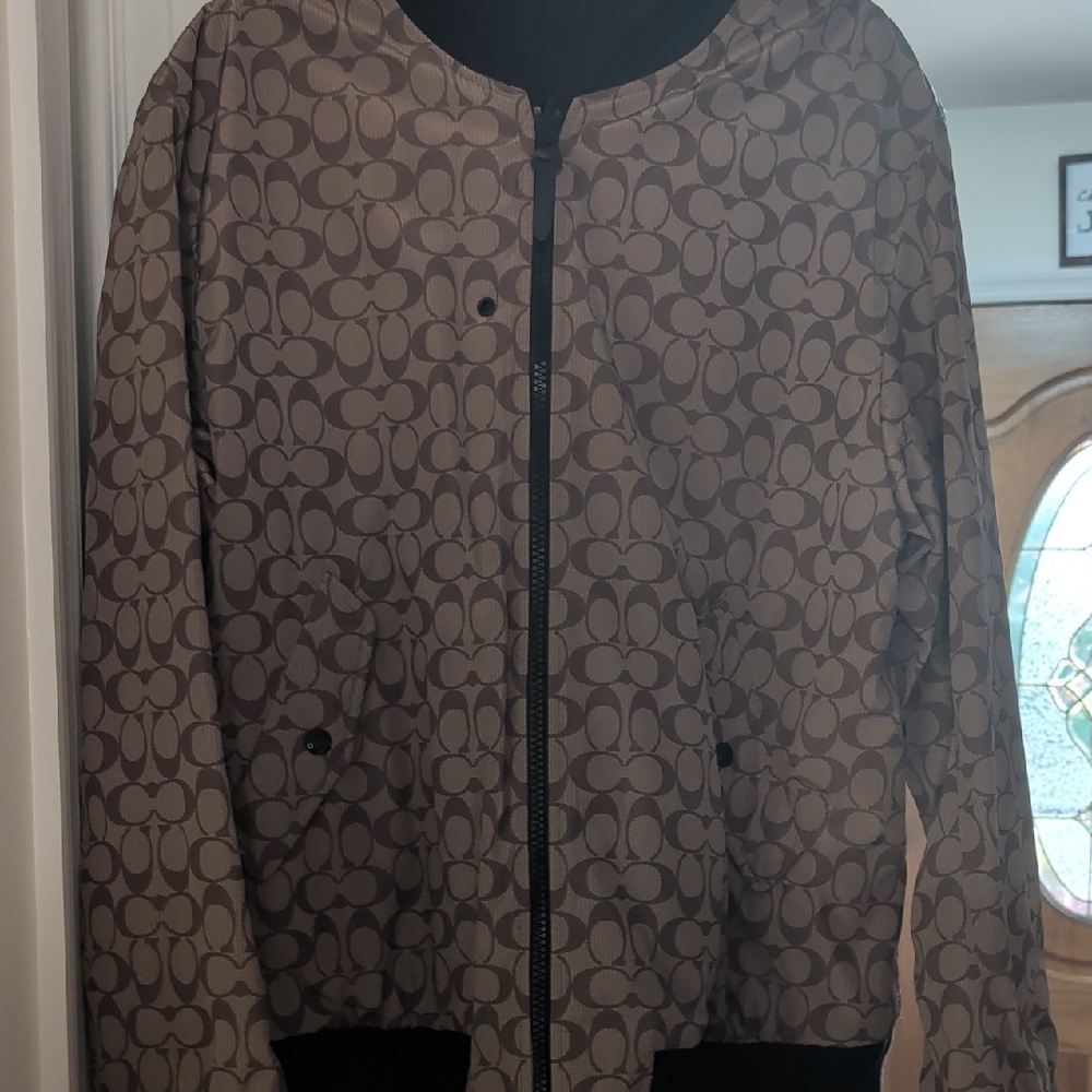 Coach Brown Patterned Windbreaker Jacket - image 1